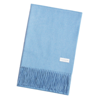 カシミヤ無地ストール　ブルー