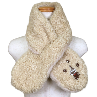 ムーミン　エコファー ボア リバーシブル ティペット　ベージュ