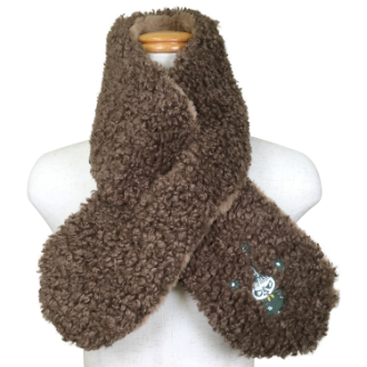 ムーミン　エコファー ボア リバーシブル ティペット　ブラウン