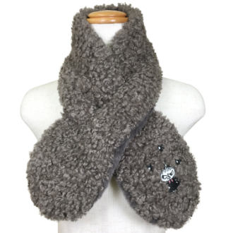 ムーミン　エコファー ボア リバーシブル ティペット　チャコール