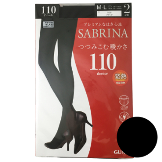 【SABRINA】サブリナ　タイツ 2足組　吸湿発熱 110デニール　ブラック　M-L