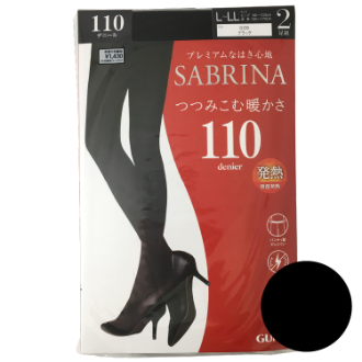 【SABRINA】サブリナ　タイツ 2足組　吸湿発熱 110デニール　ブラック　L-LL