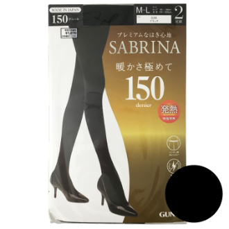 【SABRINA】サブリナ　タイツ 2足組　吸湿発熱 150デニール　ブラック　M-L