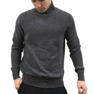 【RHYTHM BOX】リズムボックス　カシミヤ100%　タートルネックセーター　チャコール M