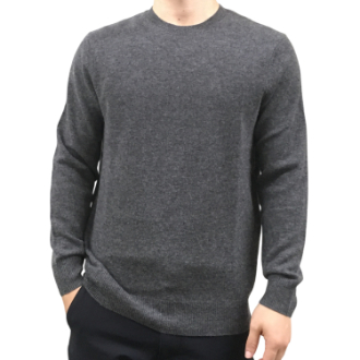 【RHYTHM BOX】リズムボックス　カシミヤ100%　クルーネックセーター　チャコール M