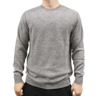 【RHYTHM BOX】リズムボックス　カシミヤ100%　クルーネックセーター　ライトグレー M