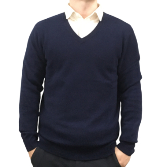 【RHYTHM BOX】リズムボックス　カシミヤ100%　Vネックセーター　ネイビー M