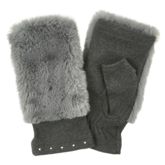 【RHYTHM BOX】リズムボックス　手袋 ハンドウォーマー　ラインストーン付き　グレー