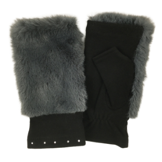 【RHYTHM BOX】リズムボックス　手袋 ハンドウォーマー　ラインストーン付き　ブラック