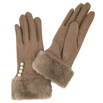 【RHYTHM BOX】リズムボックス　手袋　パール付き　モカ