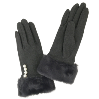 【RHYTHM BOX】リズムボックス　手袋　パール付き　ダークグレー