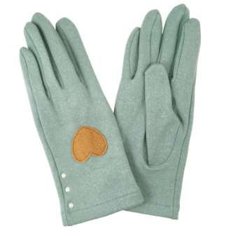 【RHYTHM BOX】リズムボックス　手袋　ハートアップリケ　ブルー