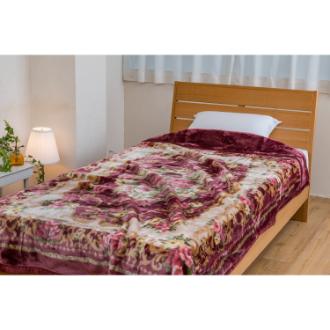 吸湿発熱　マイヤー2枚合わせ毛布　クロード シングル　エンジ