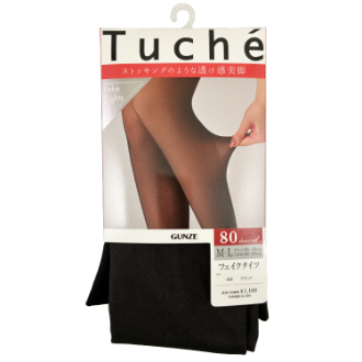 【Tuche】トゥシェ　フェイクタイツ　ブラック　80デニール　M-L