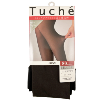 【Tuche】トゥシェ　フェイクタイツ　ブラック　80デニール　L-LL