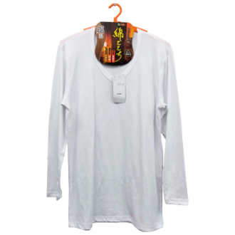 [ブラックフライデー]紳士　ピーチ裏起毛　長袖V首  ホワイト  LL