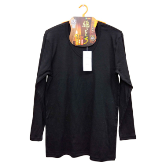 [ブラックフライデー]紳士　ピーチ裏起毛　長袖V首  ブラック  LL