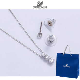 [ネット限定！福袋Sale]〔スワロフスキー〕ピアス&ネックレスセット  シルバー
