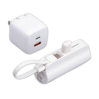 [ネット限定！福袋Sale]〔HIDISC〕Type-C 5000mAh急速充電ダイレクト差しモバイルバッテリー&急速充電2 ①WH×WH