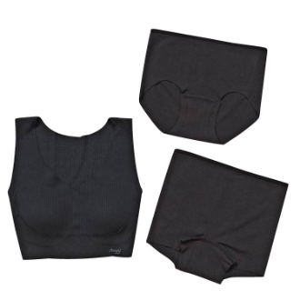 [ネット限定！福袋Sale]〔スロギー〕ナイトブラ・スタンダードショーツ・ボクサーショーツ3点セット福袋  ブラック  L