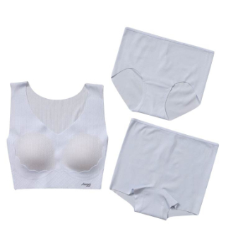 [ネット限定！福袋Sale]〔スロギー〕ナイトブラ・スタンダードショーツ・ボクサーショーツ3点セット福袋  ラベンダー  L