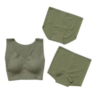 [ネット限定！福袋Sale]〔スロギー〕ナイトブラ・スタンダードショーツ・ボクサーショーツ3点セット福袋  カーキ  L