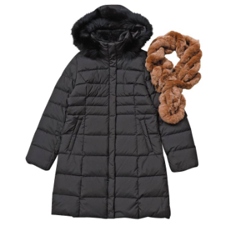 [ネット限定！福袋Sale]フォクス付ダウンコート/レッキスラビットマフラー2点セット  ブラック  L