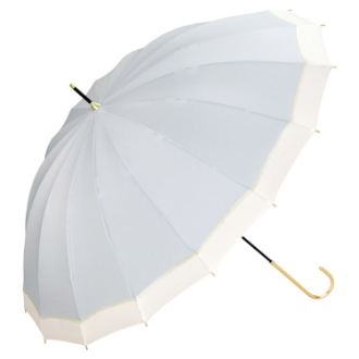 【WPC】16本骨切継ライン　長傘　雨晴兼用　グレー