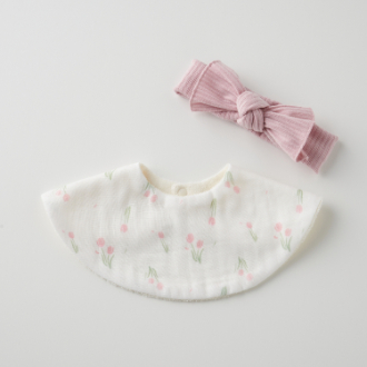 〔lien de famille リヤンドファミーユ〕スタイ＆ヘアバンドセット　チューリップ