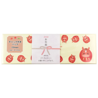 お年賀　チャック付きバッグ  だるまうま