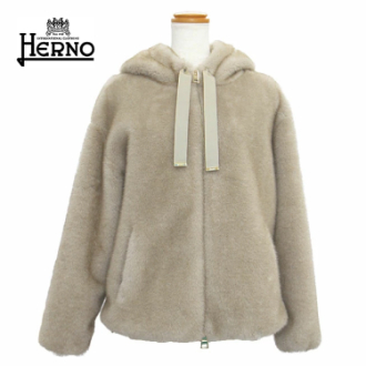 【HERNO】ヘルノ　メランジオルタナティブミンクファー　ボンバージャケット 42