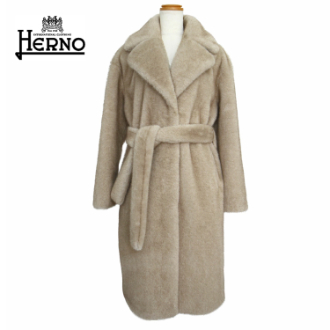 【HERNO】ヘルノ　メランジオルタナティブミンクファー　トレンチコート 42