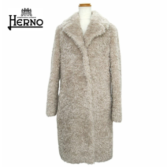 【HERNO】ヘルノ　フェイクファーコート ロング丈　CHANTILLY 42