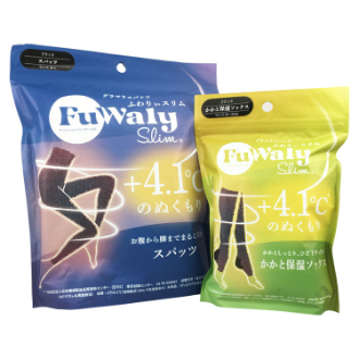 [ネットストア限定特価]〔FuWaly slim〕ナイトケアソックス・スパッツセットA  ブラック×ブラック  スパッツM-L