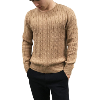 [ネットストア限定特価]【POLO RALPH LAUREN/ポロラルフローレン】コットン  ケーブルニットクルーネックセーター  キャメル  ボーイズXL