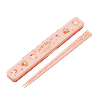 ハローキティ 音の鳴らない箸・箸箱セット パステル水彩花柄