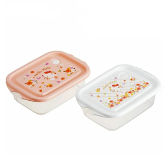 ハローキティ シールボックス500ml（2個セット）パステル水彩花柄