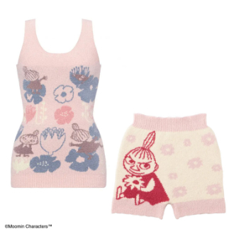 [お年玉セール]〔スロギー〕スロギー×ムーミン　インナートップ＆１分丈ニットパンツ 2点セット  ピンク  M～LL