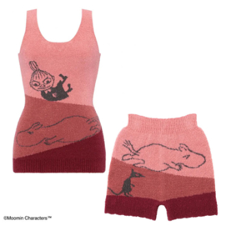 [お年玉セール]〔スロギー〕スロギー×ムーミン　インナートップ＆１分丈ニットパンツ 2点セット  レッド  M～LL