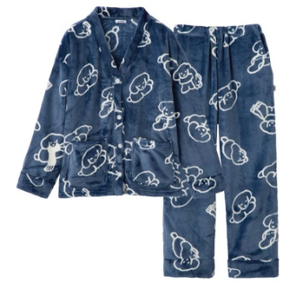 [お年玉セール]〔UCHI-COLLE〕ルームウェア  ネイビー  L