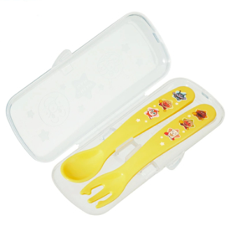 【アンパンマン】 ケース付き抗菌スプーン・フォーク（イエロー）