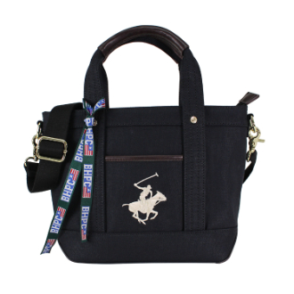 [お年玉セール]〔BEVERLY HILLS POLO CLUB〕ビバリーヒルズポロクラブキャンバストートバッグXS（ショルダーストラップ付）BK/BK/WH