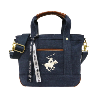 [お年玉セール]〔BEVERLY HILLS POLO CLUB〕ビバリーヒルズポロクラブキャンバストートバッグXS（ショルダーストラップ付）DBL/DBL/IV