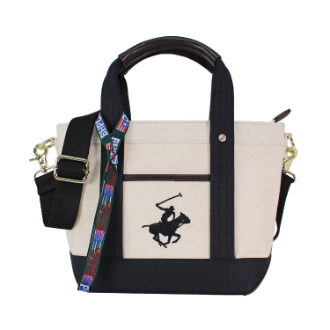 [お年玉セール]〔BEVERLY HILLS POLO CLUB〕ビバリーヒルズポロクラブキャンバストートバッグXS（ショルダーストラップ付）IV/BK/BK