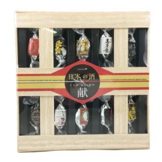 [2026バレンタイン]日本の酒 一献 酒チョコ エコ木箱入 和酒セレクション 10個入