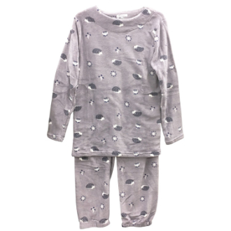 [ネット限定クリアランスセール]マイクロファイバープリント上下セット  ハリネズミ　グレージュ  M～L