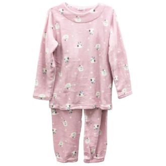 [ネット限定クリアランスセール]マイクロファイバープリント上下セット  ネコ　ピンク  M～L