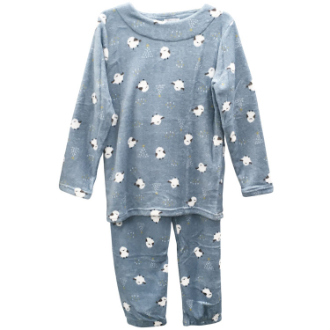 [ネット限定クリアランスセール]マイクロファイバープリント上下セット  シマエナガ　ブルー  M～L