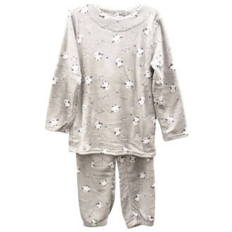 [ネット限定クリアランスセール]マイクロファイバープリント上下セット  シマエナガ　グレー  M～L