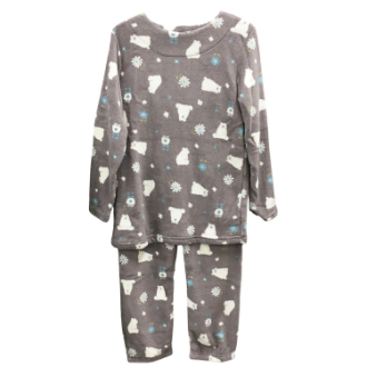 [ネット限定クリアランスセール]マイクロファイバープリント上下セット  シロクマ　モカ  M～L